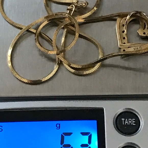 Modern 925 Silver Gold Plated Necklace Heart Pendant made in Italy - Picture 9 of 9